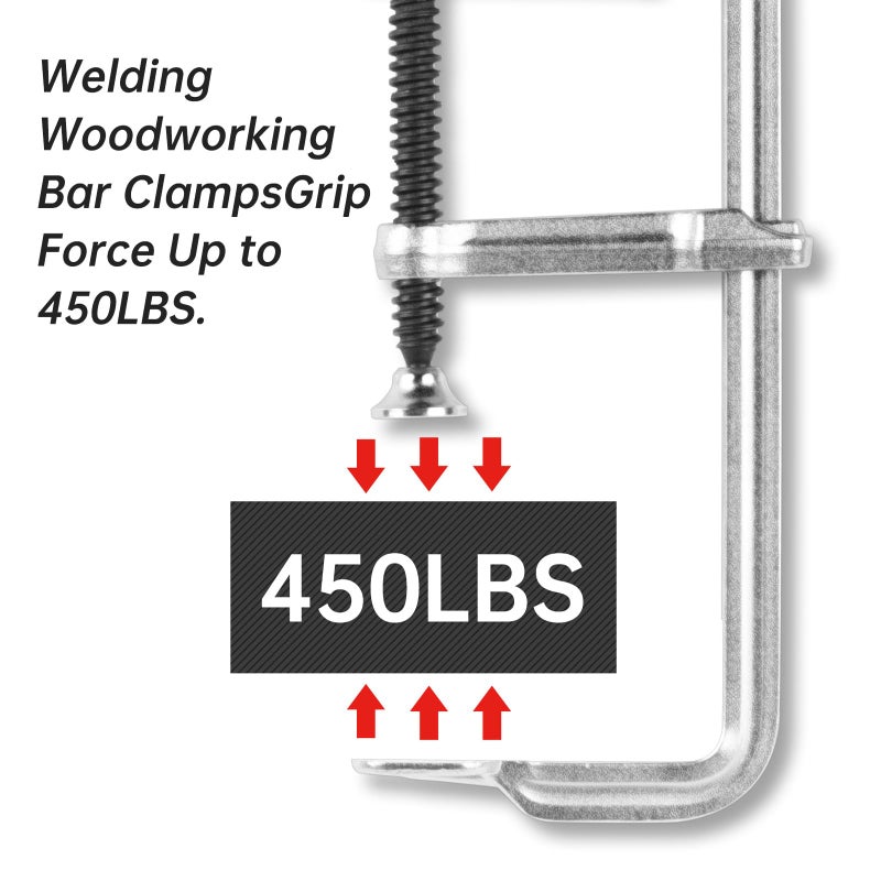 NOEAIKE 4-Pack Welding Bar Clamps 12 Inch, Drop Forged Steel Bar Clamps Throat Depth 3 inch Load Force 450 Lbs for Woodworking,Welding, Metal working - Image 4